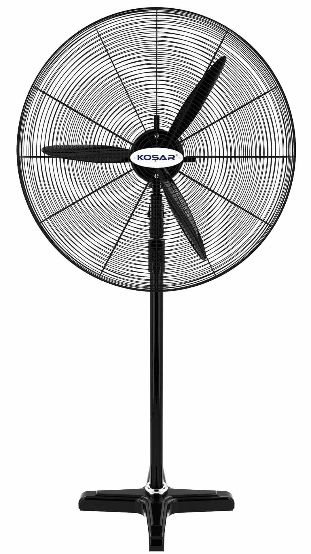 HEF-AK750 210W 75 cm Siyah 3 Kanat Kumandalı Sanayi Tipi Ayaklı Vantilatör